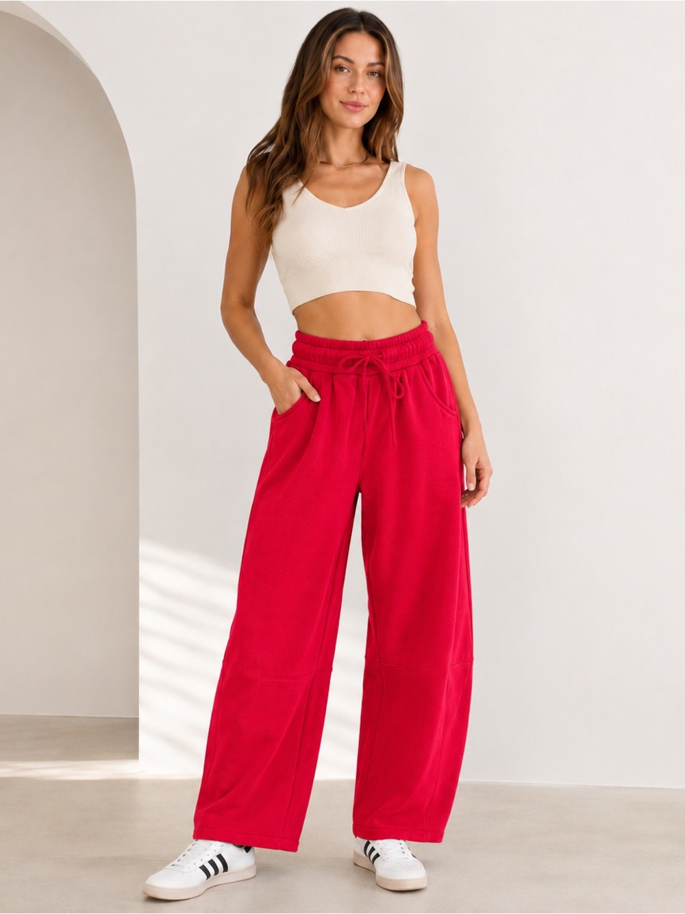 352. 📦 Women’s Ruby Fleece Barrel Wide Drawstring Sweatpants NEW